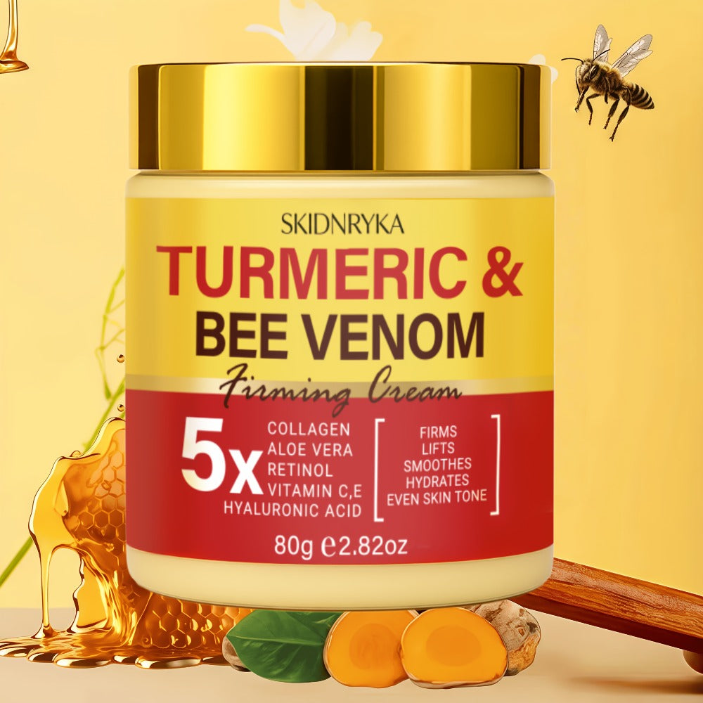 Turmeric Bee Venom Moisturizing Cream Set 2pcs - Firming Lifting Face Cream with Hyaluronic Acid Collagen Vitamins C E - Anti-Aging Day Night Cream for All Skin Types Non-Greasy Nourishing Skincare