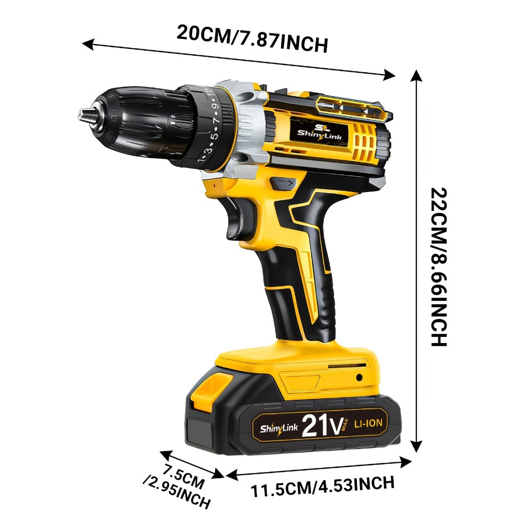 21V Cordless Drill Set Electric Drill Driver Kit with Lithium Battery Screwdriver Bits Hand Tools Toolbox for Home Repair DIY 18 30 136 Piece Kit Gift for Men