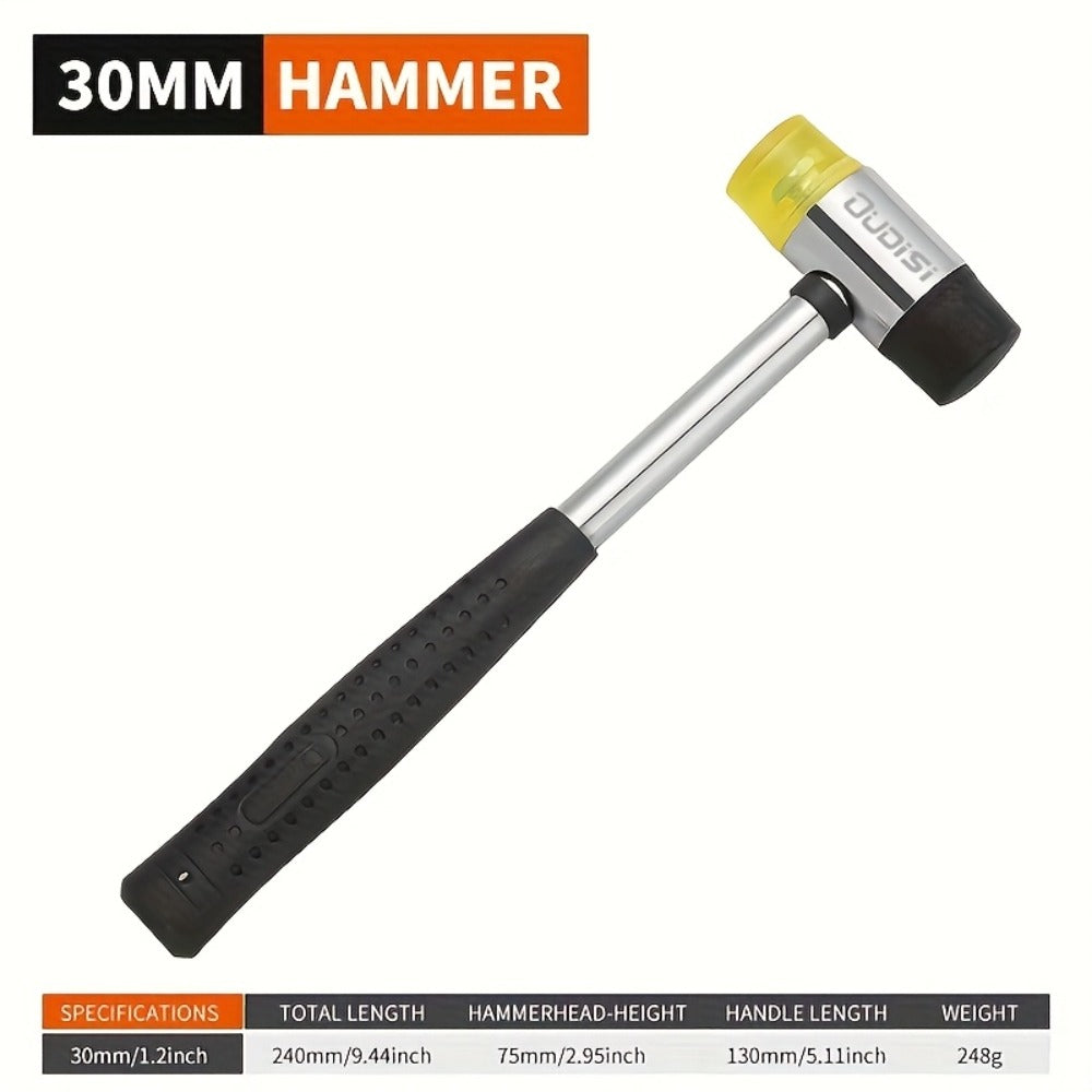 Double-Head Rubber Mallet ¨C Plastic Installation Hammer with Rubber Handle, Rebound-Proof Soft Mallet for Floor Installation, Tile, Jewelry, Leather Crafts & Woodworking (25/30/35/40mm)