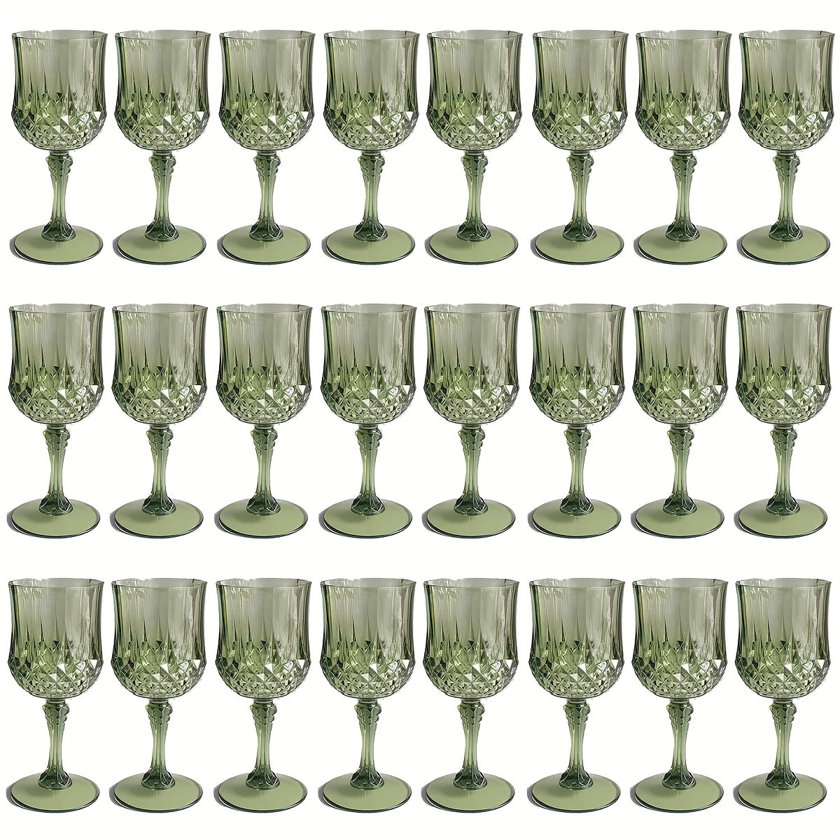 Plastic Wine Glasses 24 Pack ¨C Colorful Shatterproof Goblets for Parties, Weddings & Events ¨C Reusable Vintage-Style Stemmed Cups ¨C Lightweight Bulk Drinkware in Pink, Gold, Blue, Rose Gold & Green