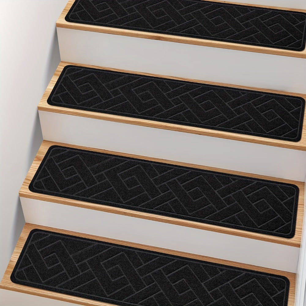 Non-Slip Stair Treads 15pcs 8¡±x30¡± Self-Adhesive Carpet Pads for Wooden Steps ¨C Washable Polyester Indoor Stair Mats for Safety, Anti-Slip Step Covers in Multiple Colors