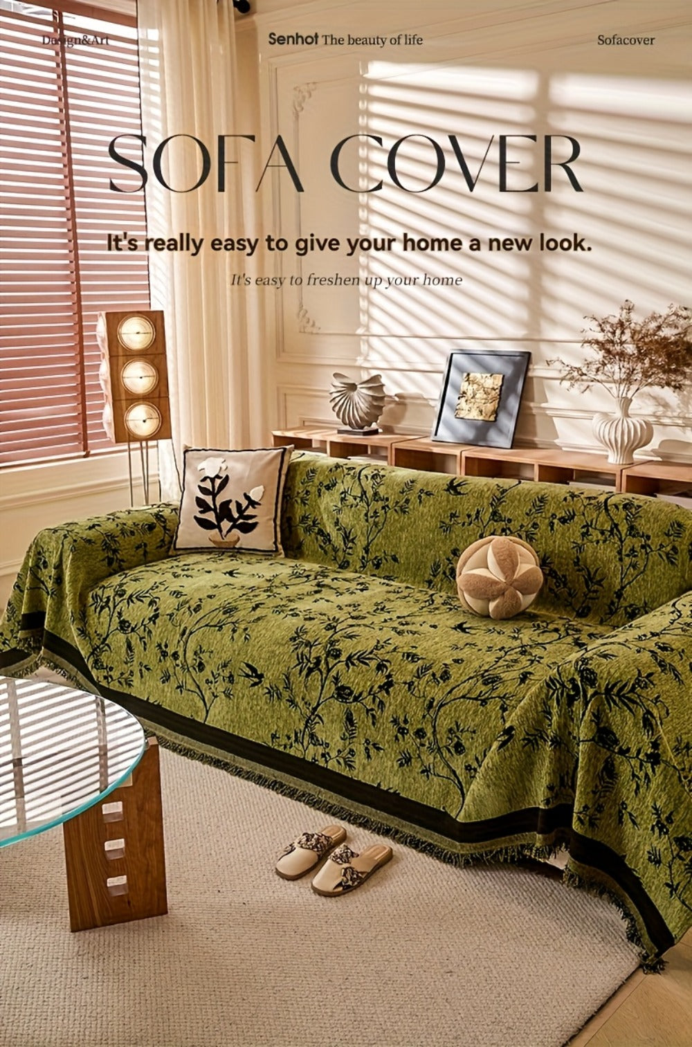 Sofa Cover Chenille Thickened Non-Slip Couch Slipcover Floral Pattern for Living Room Office Pet-Safe All-Season ¡ª 1 2 3 4 Seater Sizes