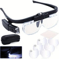 Headband Magnifier with LED Light Hands Free Illuminated Head Magnifying Glass Up to 4.5X Dual Lens Slots for Reading Jewelry Making Watch Repair Soldering Close Up Work