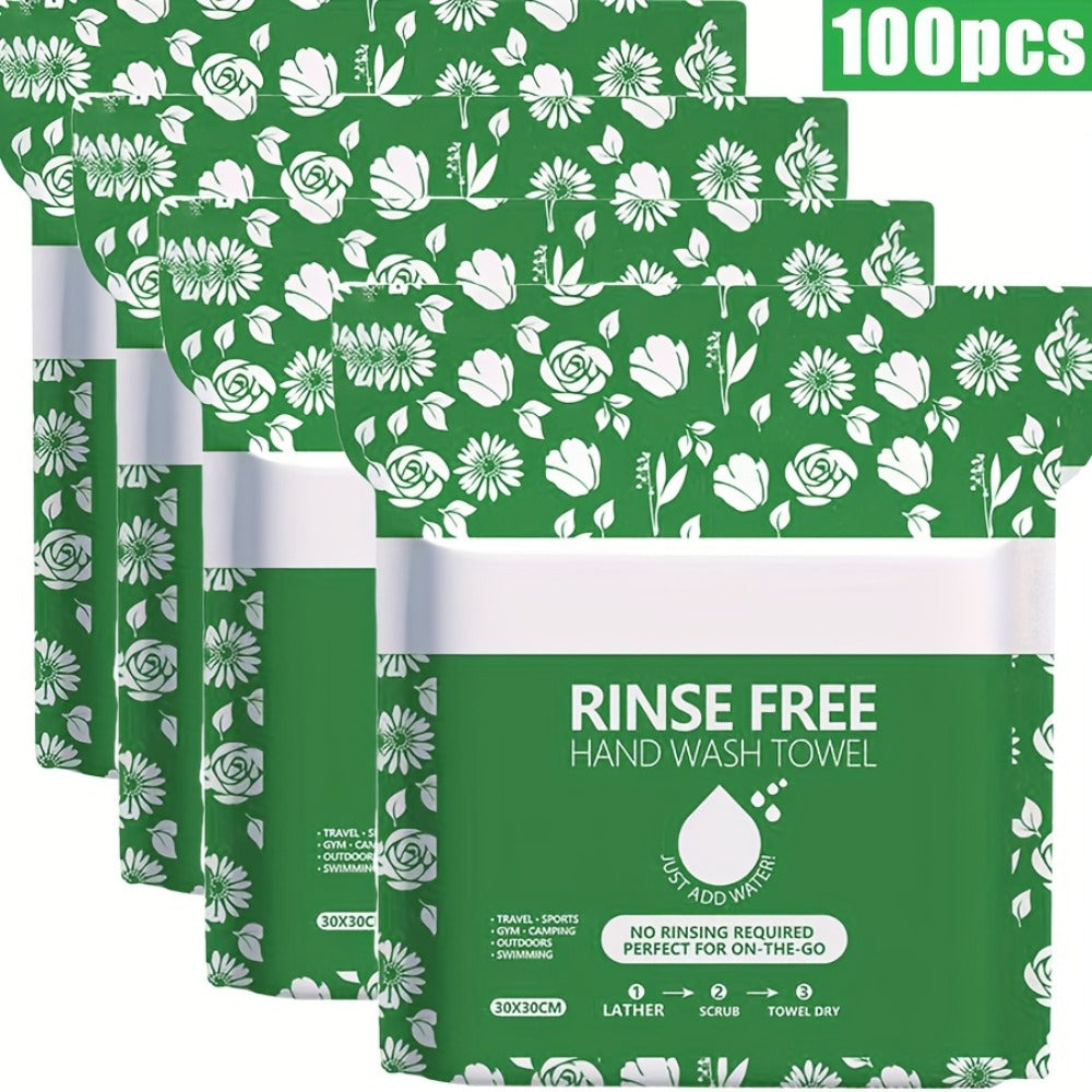 Disposable No-Rinse Foaming Bath Towels - Large 11.81¡± Body Wipes, Wet & Wipe Cleansing Cloths for Elderly Care, Camping, Post-Surgery, Fitness & Travel, Bulk 50/100/200 Pack, No Shower Needed