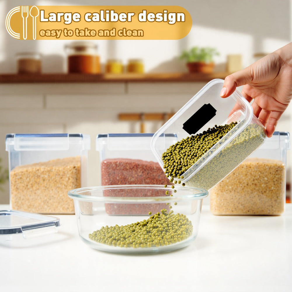 Airtight Food Storage Containers with Lids, BPA Free Leakproof Stackable Kitchen Organizer Set for Grain Nuts Cereal Pasta Dog Cat Food, with Labels & Marker