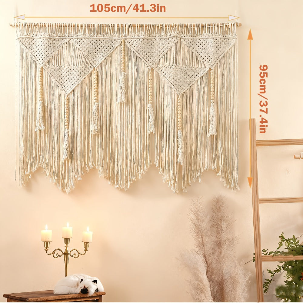 Bohemian Tapestry Wall Hanging - Large Boho Woven Wall Decor with Boho-Chic Patterns, Vertical Macrame Style Tapestry for Bedroom Living Room Wedding, Aesthetic Room Decor