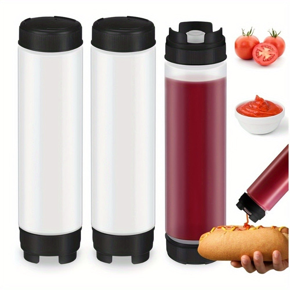 Squeeze Bottles Set of 3 Leak-Resistant Wide Opening Sauce Dispenser Transparent