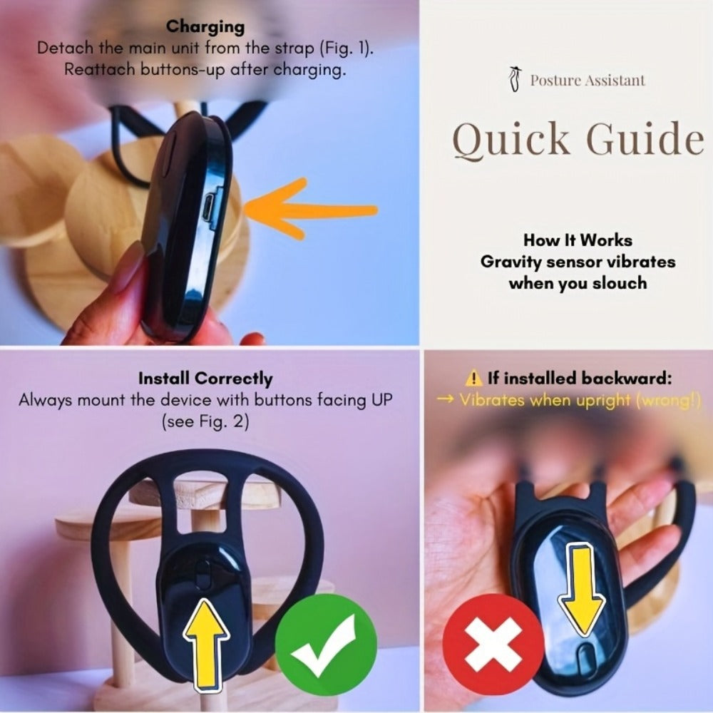 Posture Corrector Smart Vibration Reminder 1pc or 2pcs - Auto-Sensing 25¡ã Slouch Alert USB Rechargeable Neck Back Support Trainer for Desk Office Gaming, Breathable ABS Silicone, Gift Ready