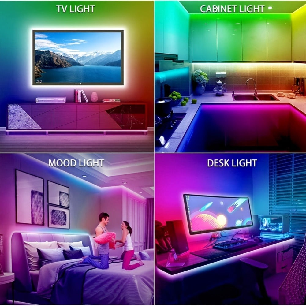 RGB LED Strip Lights Music Sync 5050 Color Changing LED Lights for Bedroom with App Remote Control 40 Key IR 16 Million Colors Dimmable Smart LED Light Strip Kitchen Gaming Room Party Decor 10m 20m 30m