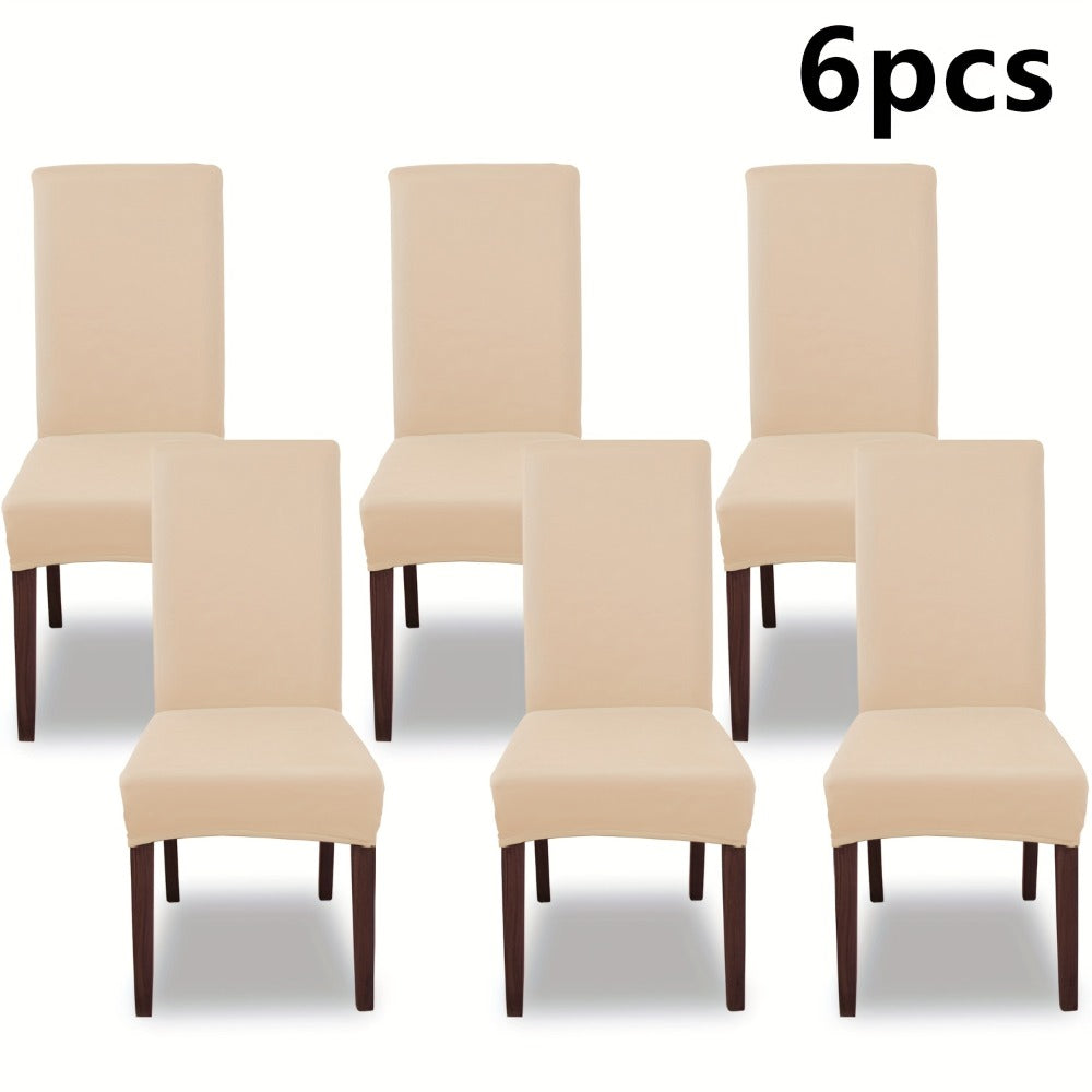 Silky Fiber Elastic Dining Chair Covers Set | Stretch Milk Fiber Slipcover, All-in-One Furniture Protector for Kitchen Wedding Office Hotel Living Room, 4pcs or 6pcs, 8 Colors