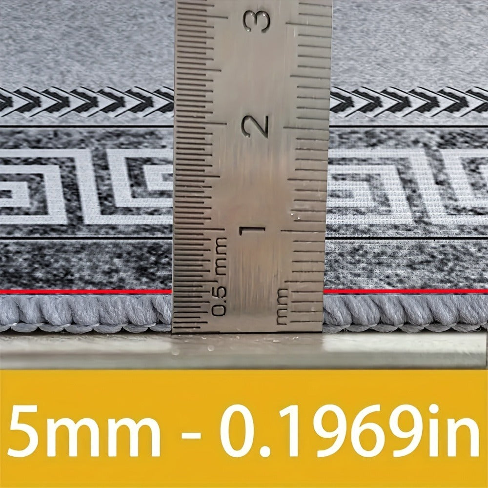 Persian Boho Area Rug - Luxury Crystal Velvet 850GSM Floral Pattern | Non-Slip Machine Washable 100% Polyester Carpet | Grey Black Marble Effect Living Room & Bedroom Rug for High Traffic Areas