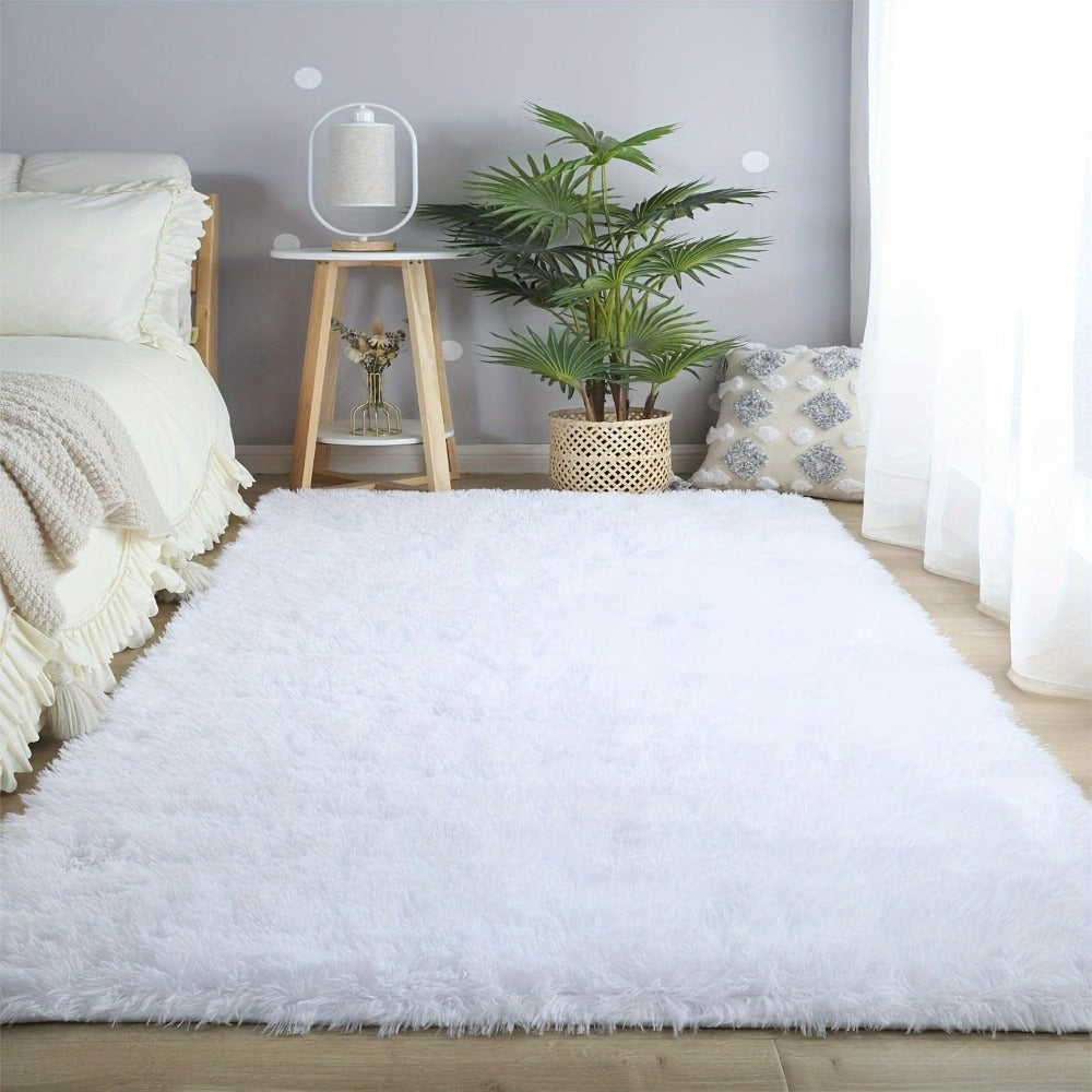 Fluffy Area Rug White Soft High Pile Washable Non-Slip | Plush Shaggy Carpet for Living Room Bedroom Dorm | Large Rectangle Indoor Rug 5x8 6x9 8x10 ft | Holiday Home Decor Gift