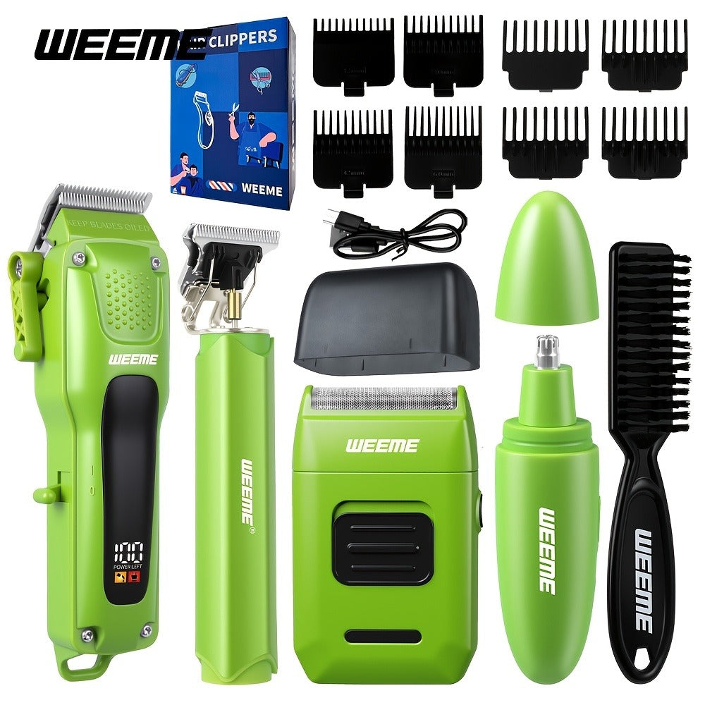 Hair Clippers for Men - 4-in-1 Cordless Trimmer Set, Rechargeable Electric Shaver with Beard Trimmer, Nose Hair Trimmer, Body Groomer & Hair Clipper Kit for Home Barber Use