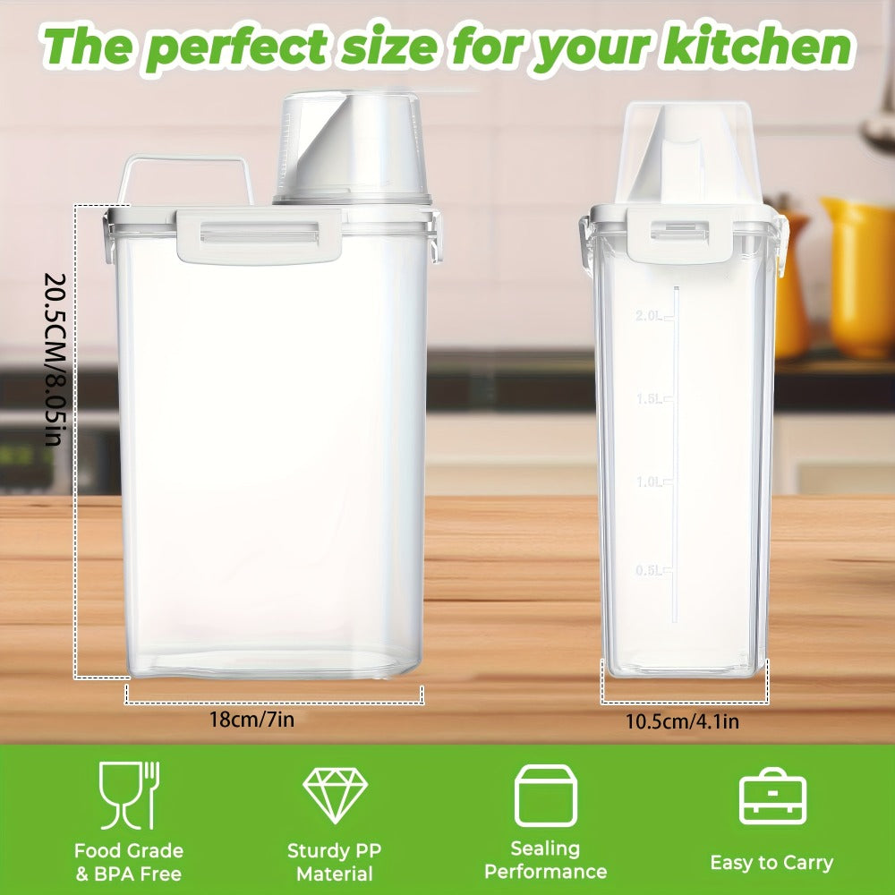 Airtight Food Storage Containers 4-Pack 3L/102oz BPA-Free Plastic Clip-Lock Lid Square Kitchen Pantry Organizer for Rice Flour Cereal Nuts Grain