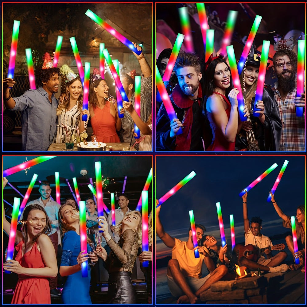 LED Glow Sticks Party Set ¨C Foam Glow Sticks with 3 Light Modes, Glow Glasses, Headbands & Finger Lights for Rave, Wedding, Birthday, Concert, Halloween, Christmas & New Year Party Supplies, 11/36/52pcs