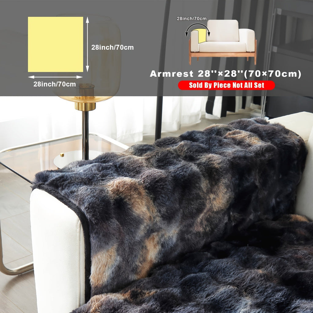 Plush Sofa Cover Faux Lamb Thick Fluffy Couch Slipcover Pet Friendly Machine Washable Gradient Color Polyester Furniture Protector for Armchair Single Double Triple Sofa Living Room Home Decor