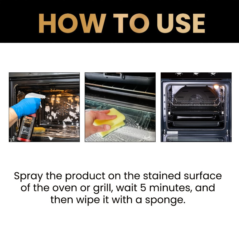 Oven Cleaner Foam Spray 3-Pack Heavy Duty Stove & Grill Degreaser Removes Stubborn Baked-On Grease Stains Gentle Formula Safe for Ovens Stoves Grills