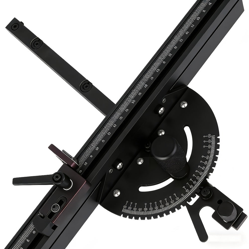 400mm Woodworking Angle Gauge with Adjustable Fence & Guide Rail ¨C Precision Miter Measuring Tool Compatible with 30mm & 45mm T-Track for Table Saw Router