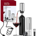 Electric Wine Opener Gift Set 7-in-1 Rechargeable Automatic Corkscrew Stainless Steel with Aerator Pourer Vacuum Stoppers Foil Cutter Storage Base