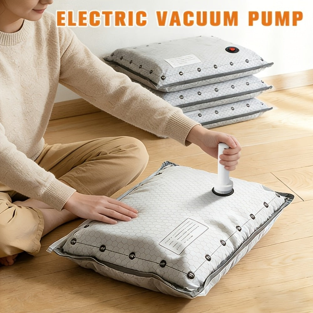Vacuum Storage Bags with Electric Pump USB Wireless Space Saving Compression Bags for Clothes Blankets Duvets Pillows Bedding Travel Camping Wardrobe Organizer