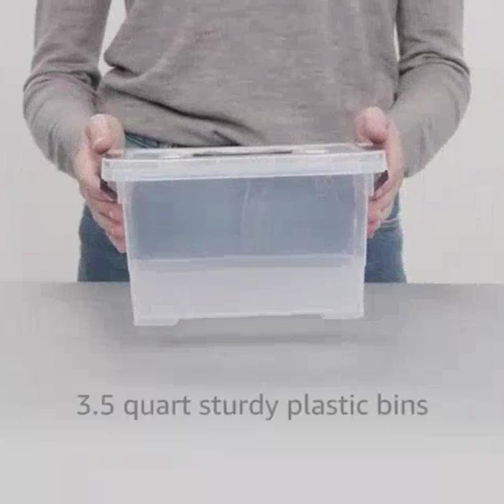 Clear Plastic Storage Bins with Lids 6 Pack, 3.5 Quart Stackable Organizing Containers with Secure Latch Handles for Home Kitchen Office Bathroom Pantry Closet Organization
