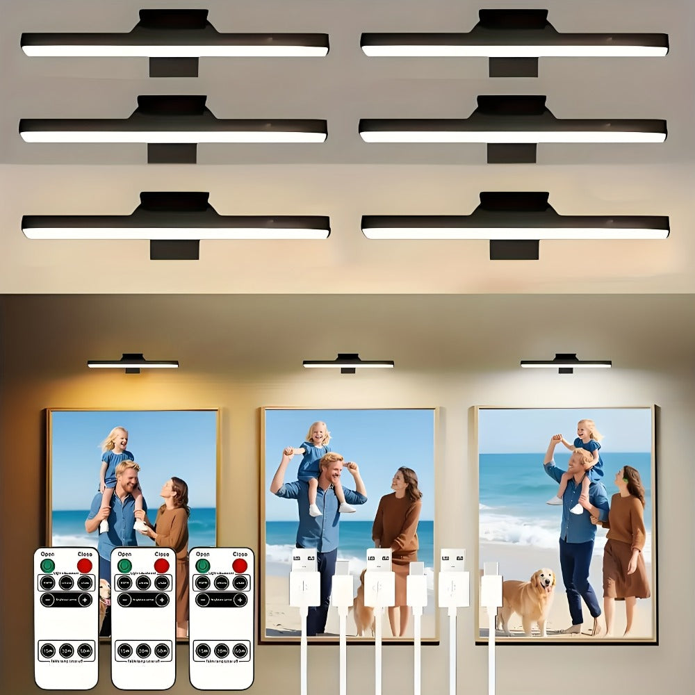 Picture Lights for Wall Battery Operated Rechargeable | Cordless LED Wall Sconce with Remote & 3 Color Temperatures ¨C Art Light for Painting, Frame, Gallery & Dartboard, Black