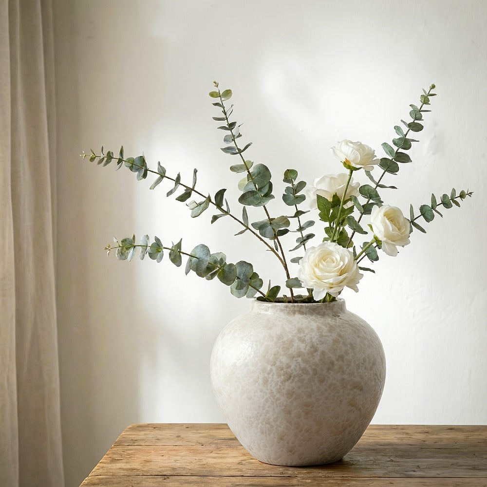 Ceramic Flower Vase Farmhouse Rustic Vintage Bud Vase for Home Decor Living Room Bedroom Kitchen Office Shelf Dining Table Fireplace Centerpiece Decoration Multiple Sizes