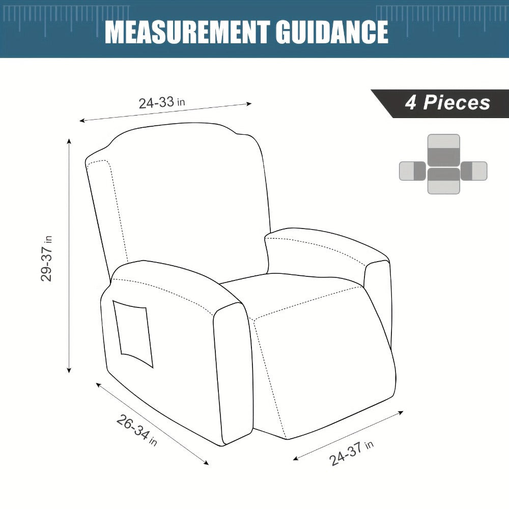 Recliner Chair Cover High Elasticity Stretch Swirl Pattern Slipcover Dust Scratch Resistant Washable Pet Friendly Fits Single Seater Sofa Massage Chair Living Room Furniture Protector