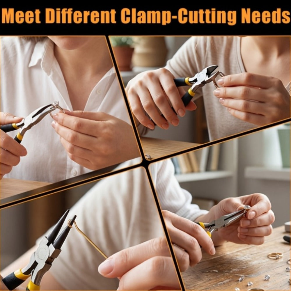 Jewelry Making Pliers Set 3/14pcs Tool Kit - Professional Round Nose, Flat Nose & Needle Nose Pliers, Wire Cutters, Tweezers, Scissors, Vernier Caliper, Storage Bag, for Beading, Wire Wrapping & DIY