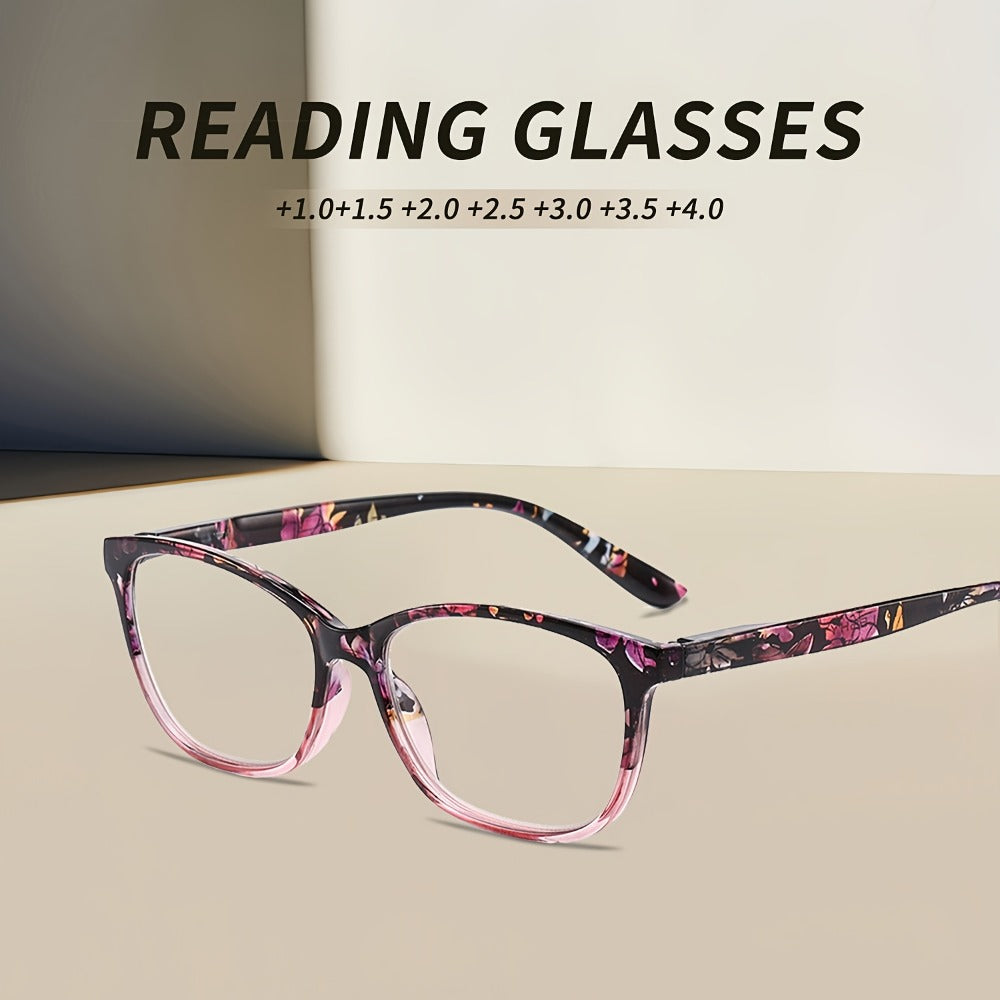 Reading Glasses 4-Pack for Women, Lightweight Oval Frame Anti-Glare Computer Readers with Metal Spring Hinge, Multiple Strengths & Colors, Comfortable Presbyopia Eyeglasses Gift Set for Elders