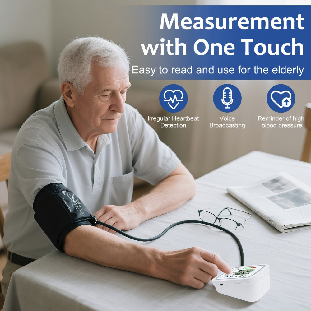 Upper Arm Blood Pressure Monitor ¨C Large LCD, Voice Broadcast, Heart Rate & Irregular Heartbeat Detection, 2¡Á99 Memory, 8.7¨C14.2¡± Adjustable Cuff, One-Touch Operation for Seniors & Pregnant Women