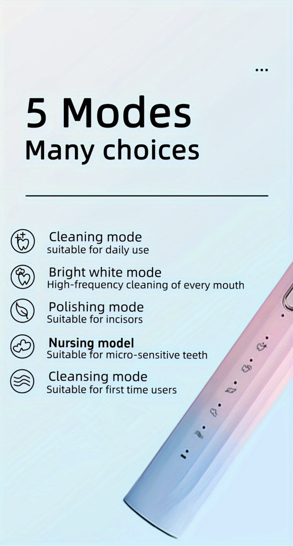 Sonic Electric Toothbrush IPX8 Waterproof USB Rechargeable with 5 Replacement Brush Heads, Smart Timer, Metal Shaft, Couple Design for Adults Men & Women ¡ª Black, Green Pink, Pink White