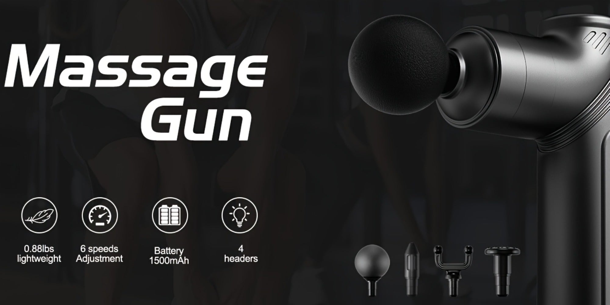 Massage Gun Deep Tissue Percussion Massager ¨C Portable Handheld Electric Body Massager with 4/8 Heads & 6 Speed Settings for Muscle Relaxation & Post-Workout Recovery
