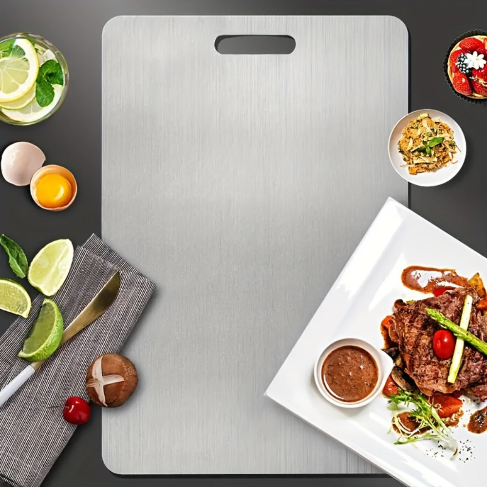 Titanium Cutting Board for Kitchen 14¡±x10¡± Large Double Sided | 100% Pure Titanium Metal Cutting Board | Durable Non-Porous Knife-Friendly Surface | Premium Kitchen Prep Board for Home & Professional Use