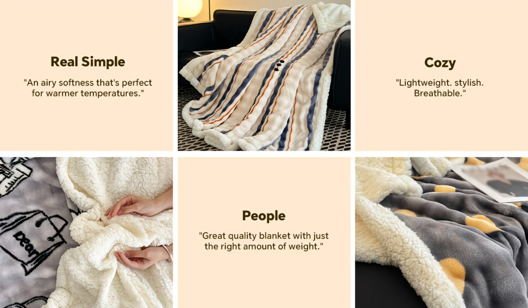 400-450gsm Heavyweight Flannel Blanket ¨C Thick Warm Woven Throw for Bed, Sofa & Bedroom, Machine Washable, 16 Patterns, 4 Sizes