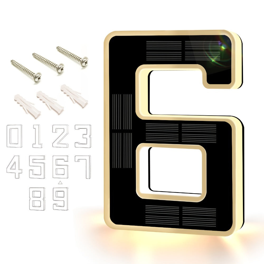 LED Solar House Number Light 6.7 Inch Wall Mounted ¨C Smart Sensor Illuminated Address Number for Home Decor, No Wiring Energy-Saving Solar Powered Outdoor Light
