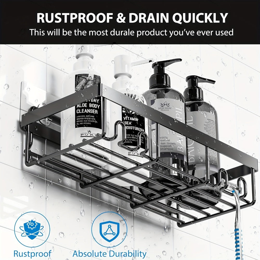 Shower Caddy Organizer 5 Pack Adhesive Rustproof Stainless Steel Shower Shelves with Soap Holder No Drilling Bathroom Storage Rack for Shower Wall Renters Apartment Kitchen Multiple Colors