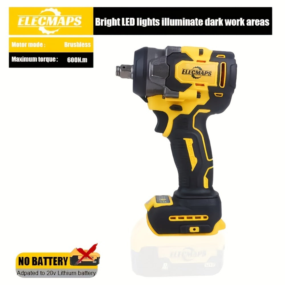 Brushless Impact Wrench for Dewalt 20V Battery - 1/2 Inch 450 Lb-Ft High Torque Electric Impact Gun, 3300 RPM for Cars & Home Use