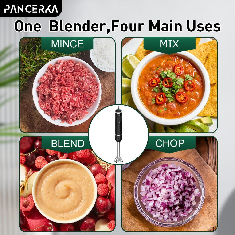 Immersion Blender 8-in-1 Electric Hand Blender with Turbo Mode & Detachable Base ¨C 304 Stainless Steel Handheld Blender with Whisk Milk Frother Attachments for Smoothies Soups Baby Food Puree