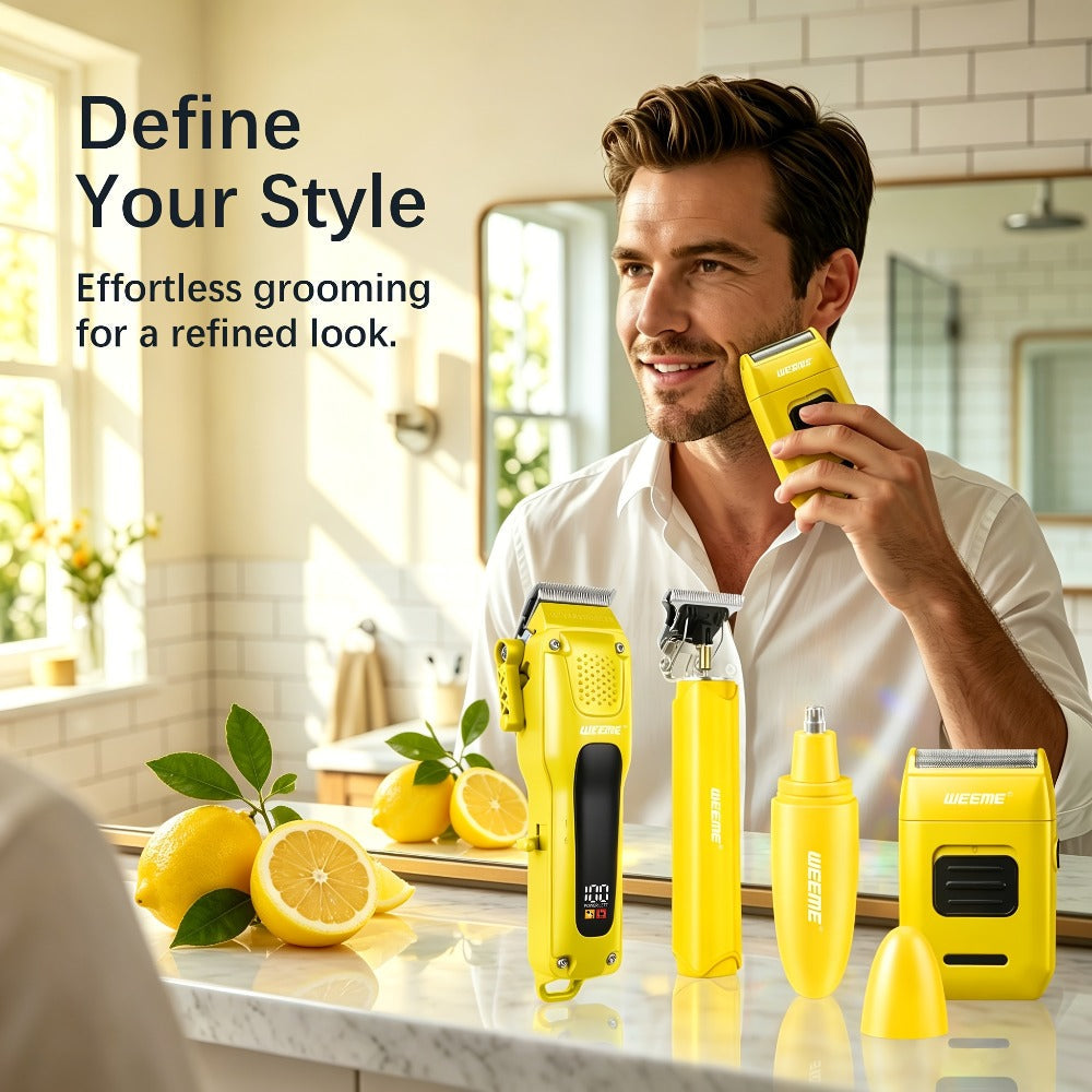 Hair Clippers for Men - 4-in-1 Cordless Trimmer Set, Rechargeable Electric Shaver with Beard Trimmer, Nose Hair Trimmer, Body Groomer & Hair Clipper Kit for Home Barber Use
