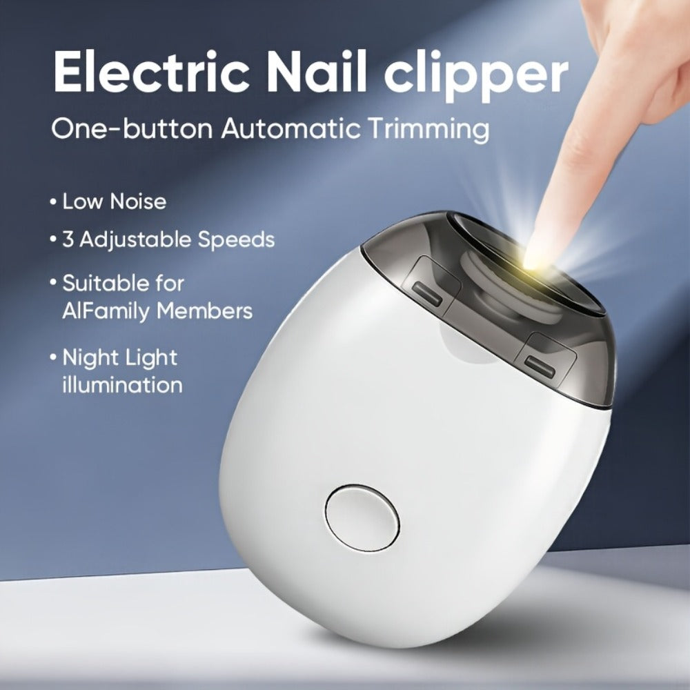 Electric Nail Trimmer with LED Light & 3 Speeds ¨C Automatic Nail Clipper for Seniors, Adults & Thick Toenails, Low Noise, Portable with Nail Scraps Storage, 2pc Set