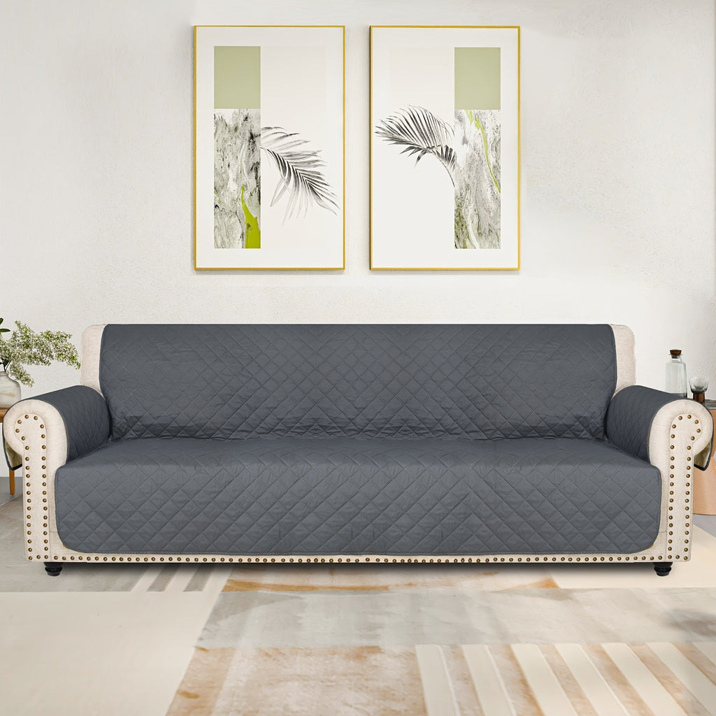 Sofa Slipcover 5-Layer Quilted Thick Sofa Cover Protector Elastic Strap Non-Slip Washable Pet Friendly Universal Fit 3 4 Seater Couch Cover for Living Room - 10 Colors