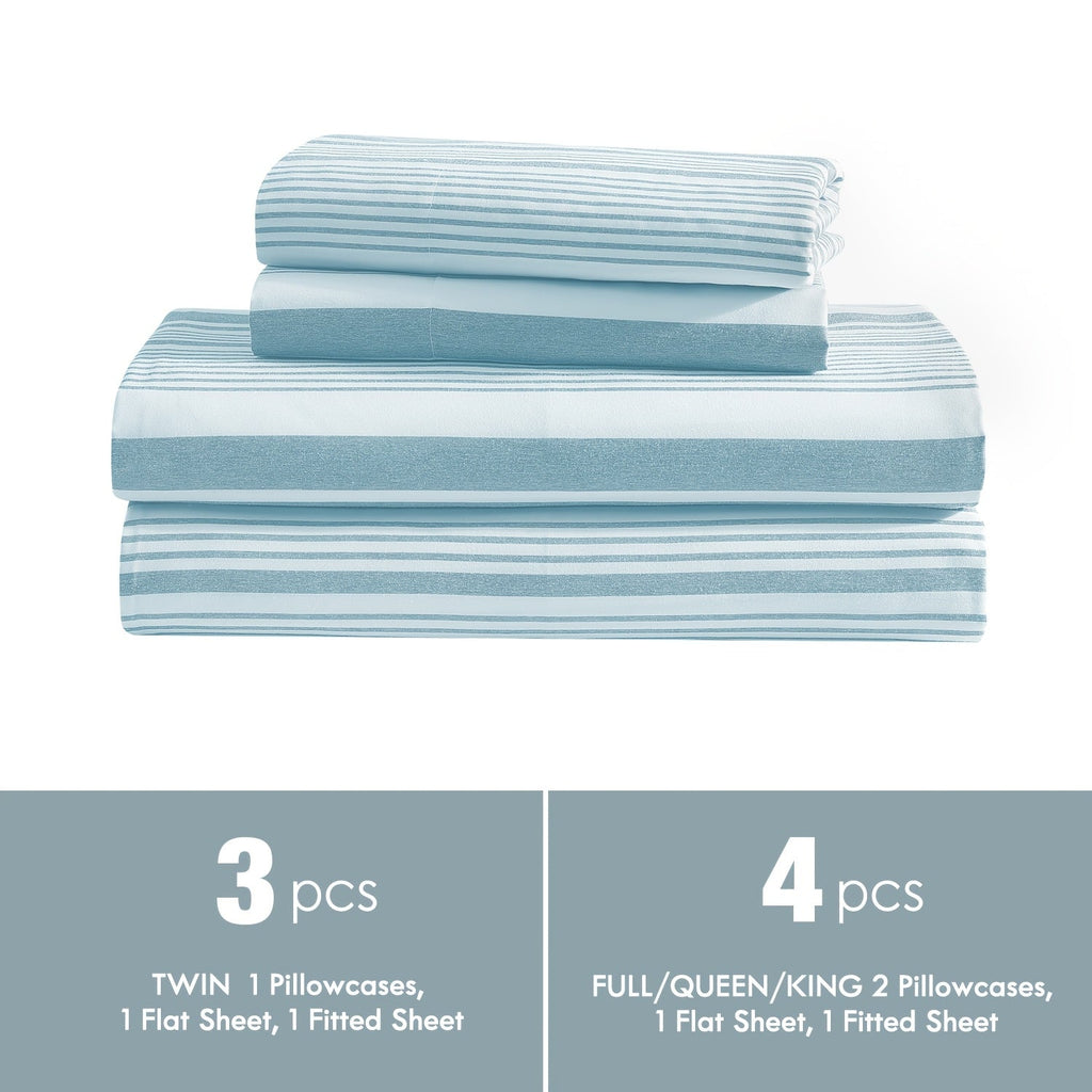Bed Sheet Set Deep Pocket Soft Microfiber - Fitted Sheet Flat Sheet & Pillowcases Twin Full Queen King - Cooling Breathable Fade Resistant Sheets for Daily Use Dorms Guest Rooms