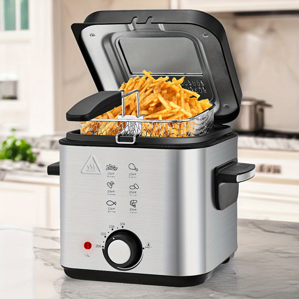 Electric Deep Fryer Stainless Steel Basket 1.5L to 6L ¨C Adjustable Temperature Foldable Handle Transparent Window Anti-Splash Lid | Dishwasher Safe Easy Clean | Home Family Dinner Party Kitchen