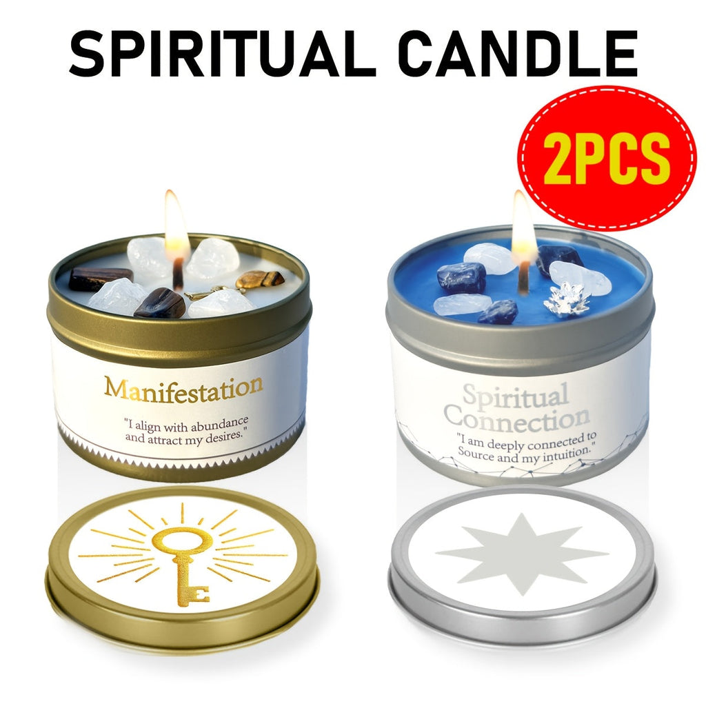 Manifestation Candles Scented Soy Wax with Crystal & Guidance Card for Meditation Yoga Focus | Law of Attraction Abundance Candle | Christmas Birthday Gift for Women