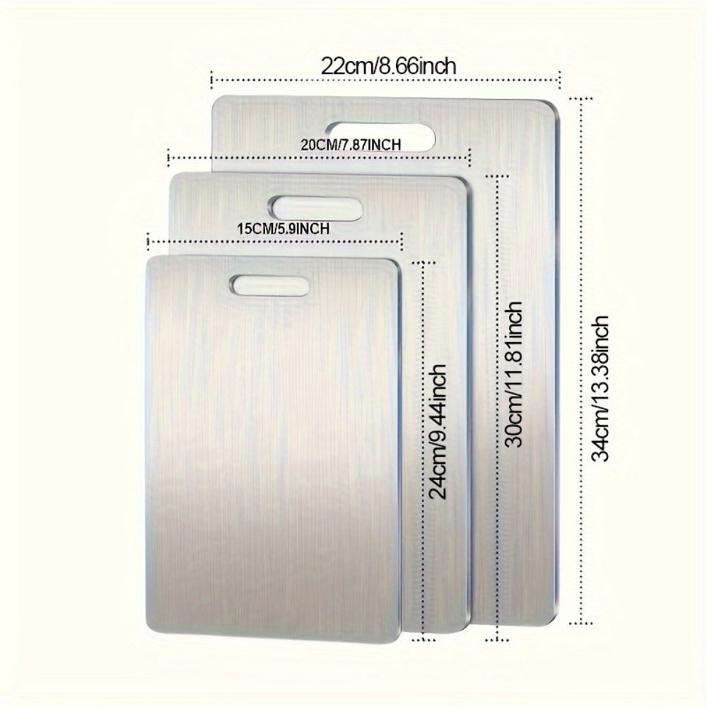Stainless Steel Cutting Board Set of 3 ¨C Durable BPA-Free Kitchen Cutting Boards, Rust-Resistant & Easy to Clean, Space-Saving Nested Design for Meat, Vegetables & Food Prep
