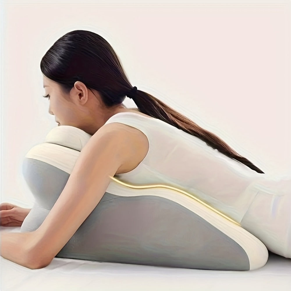 Memory Foam Pillow Ergonomic Support 2 Styles Multi-Functional Breathable for Side Sleeping Back Sleeping Prone Position Removable Washable Pillowcase Back Support