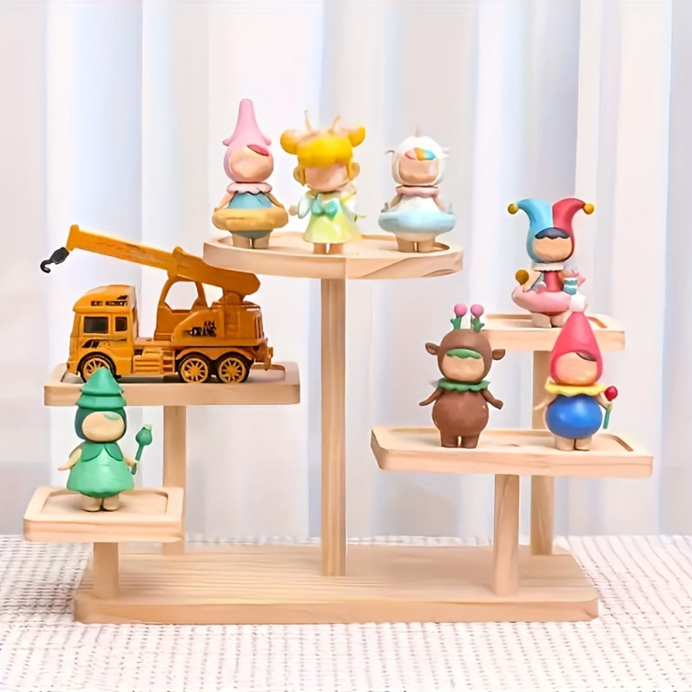 Tiered Wooden Display Stand Libra Balance Scale Style ¨C Multi-Level Storage Organizer Shelf for Jewelry Crystals Snacks Home Decor Countertop