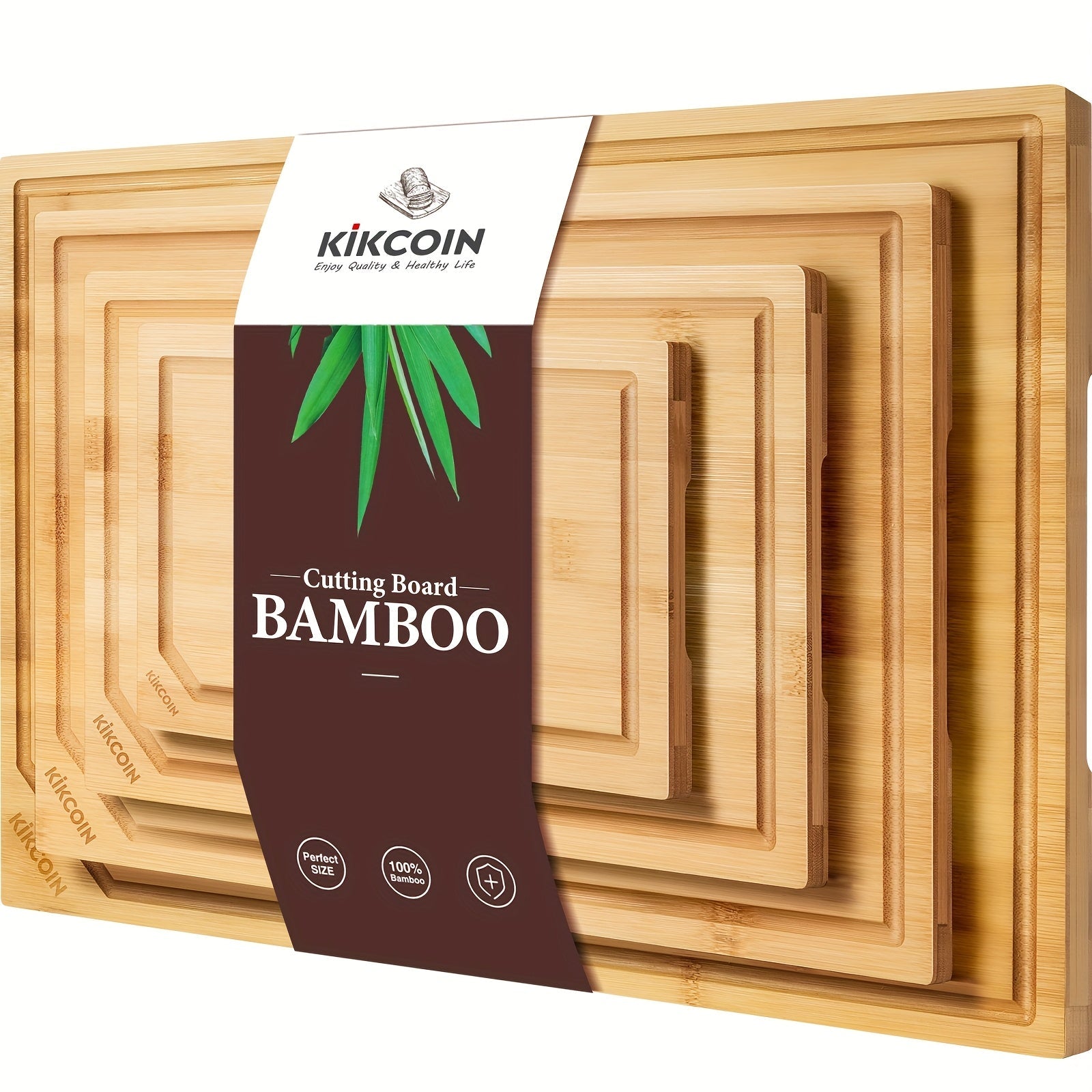 Bamboo Cutting Board Set 4-Piece Extra Large ¨C Heavy Duty Chopping Boards with Juice Grooves for Meat, Vegetables & Cheese | Essential Kitchen Tools | Mother¡¯s Day & Holiday Gift
