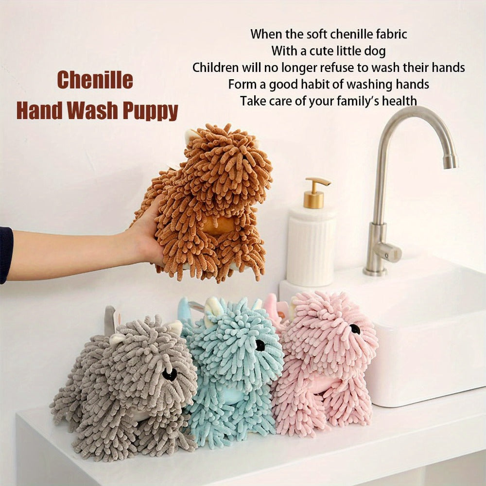 Microfiber Kitchen Towels Super Absorbent Cute Puppy Cartoon Design Dish Towels for Kitchen Bathroom Hand Towel Knit Fabric Quick Dry Blue Gray Pink Brown